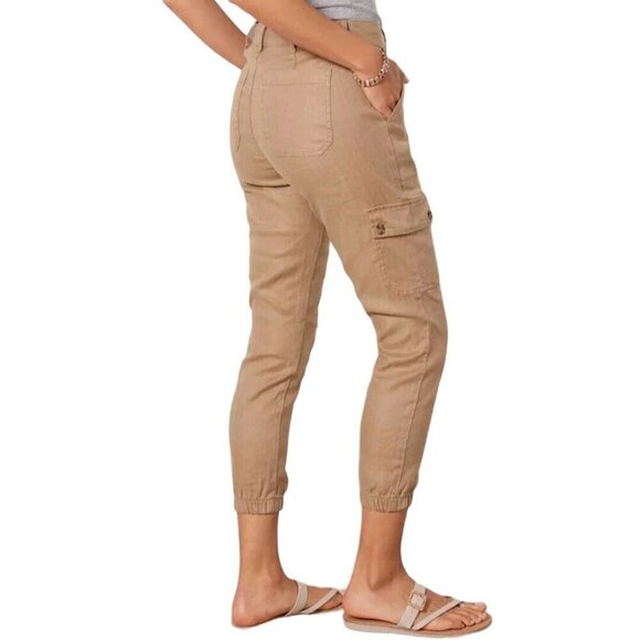 Evereve Tessa Linen Blend Cargo Joggers Tan Neutral Size 31 - Picture 4 of 8